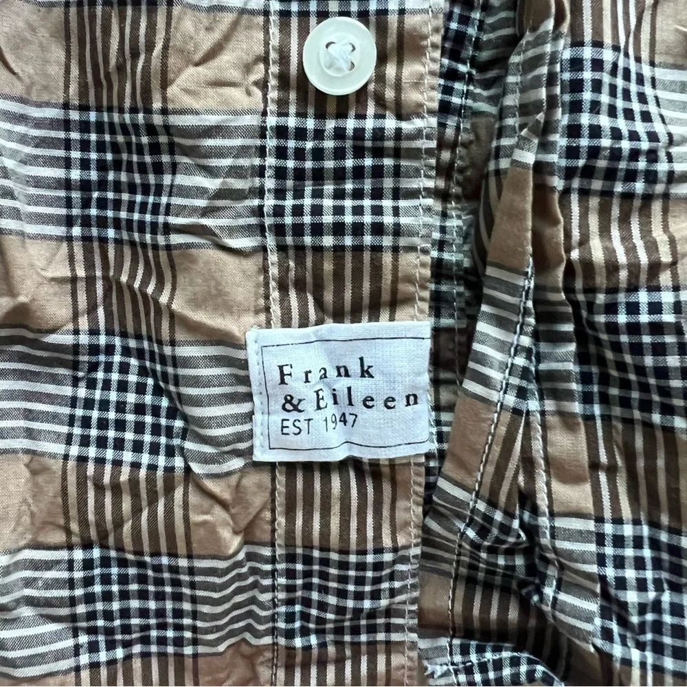 Frank & Eileen Brown Plaid Crinkle Button Down Shirt - Picture 5 of 7